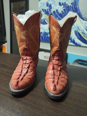 Nakasone Real Alligator Leather Pointed Boots Size 13.5 US/19.5 MEX Cognac